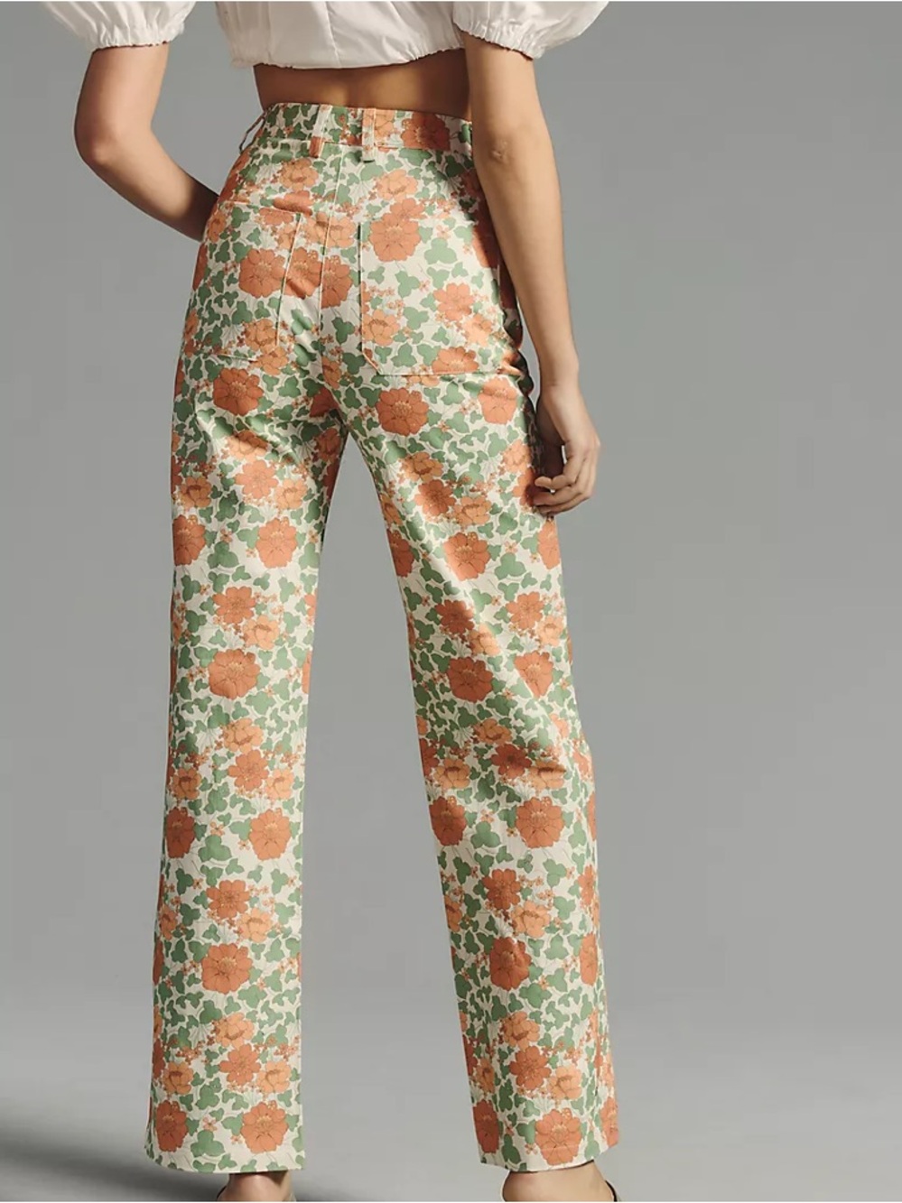 Floral High-Rise Wide-Leg Pants - Pink & Olive